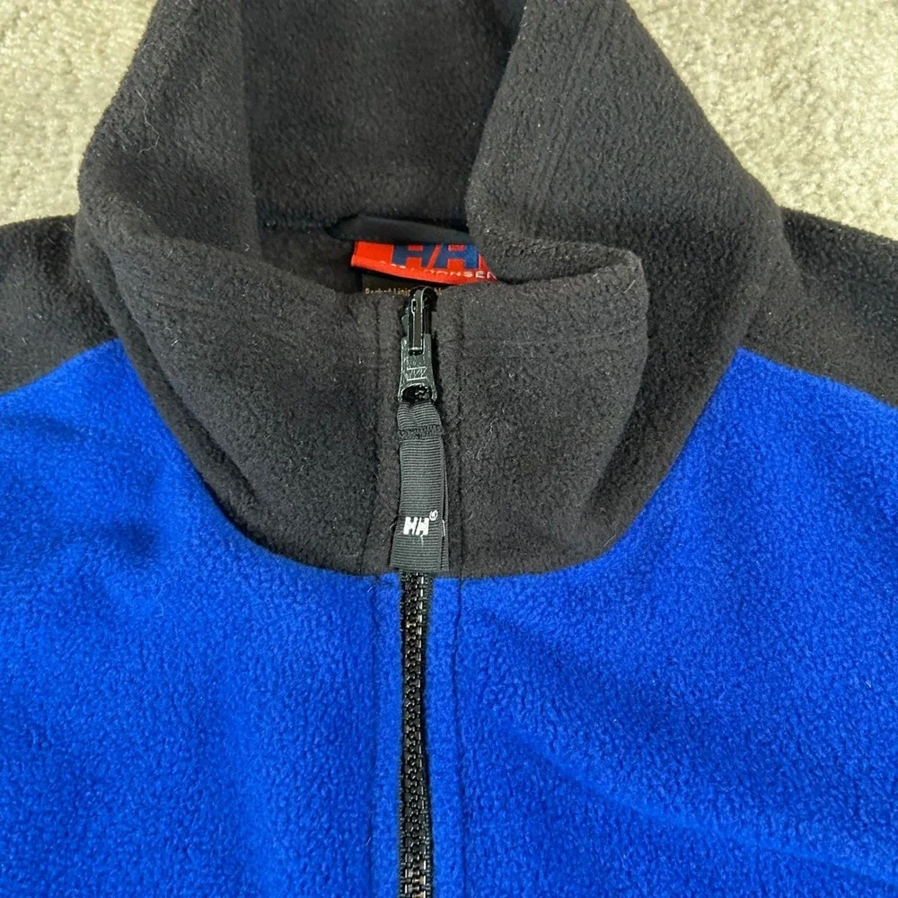 Vintage Helly Hansen Men's Fleece Vest Blue Black Full Zip Mock Neck PG-U Size M